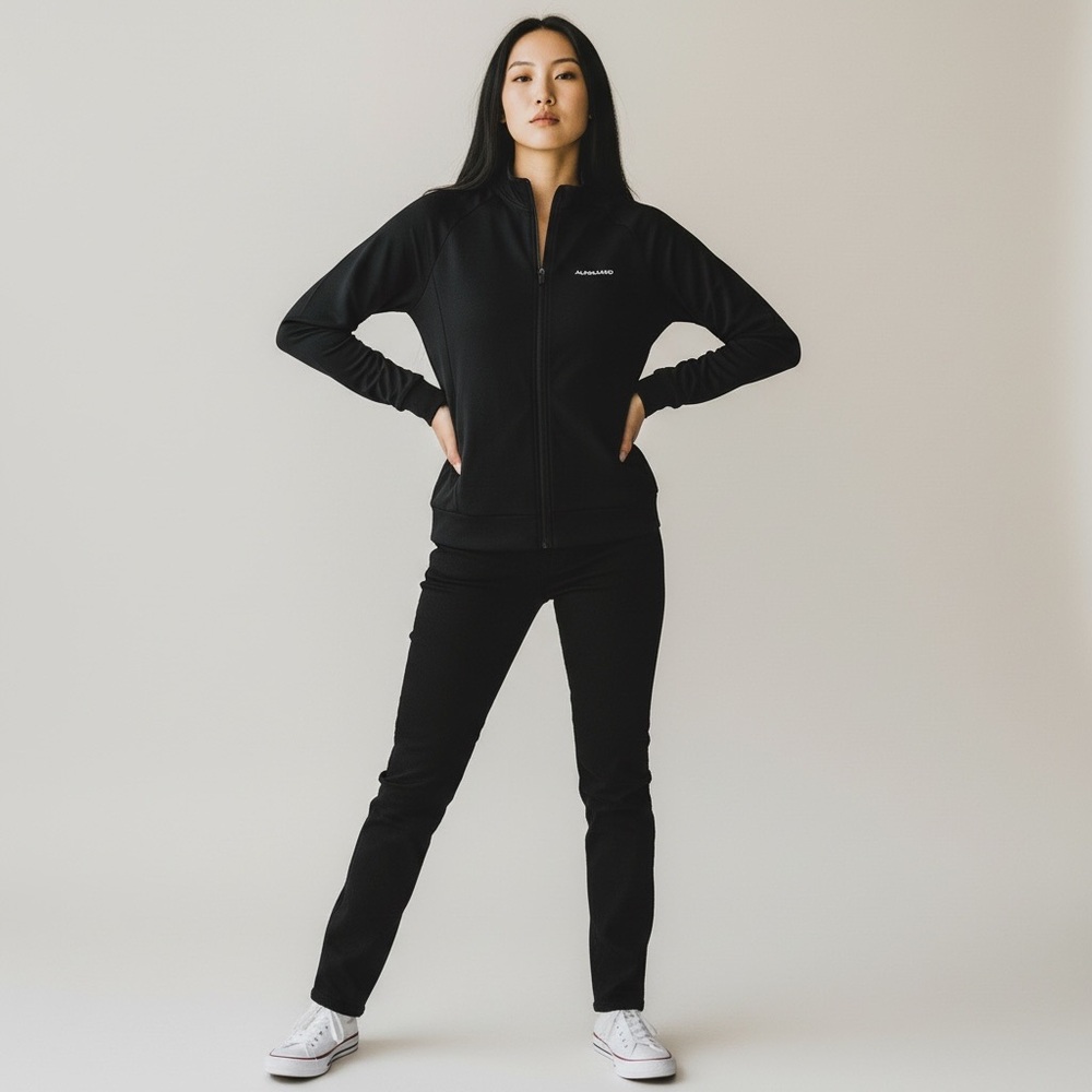 Alphalete Womens Long Sleeve Full Zip Alphaland Jacket Charcoal Gray Size Medium